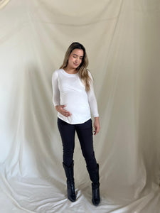 Blusa de maternidad algodón, Blanca manga larga