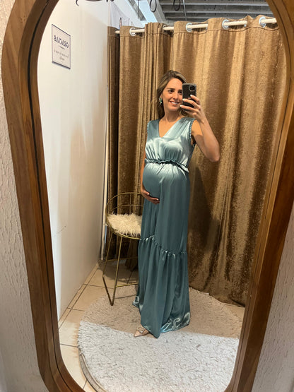 Vestido maternidad, Julieta aqua brilloso (CH)