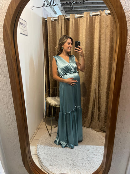Vestido maternidad, Julieta aqua brilloso (CH)