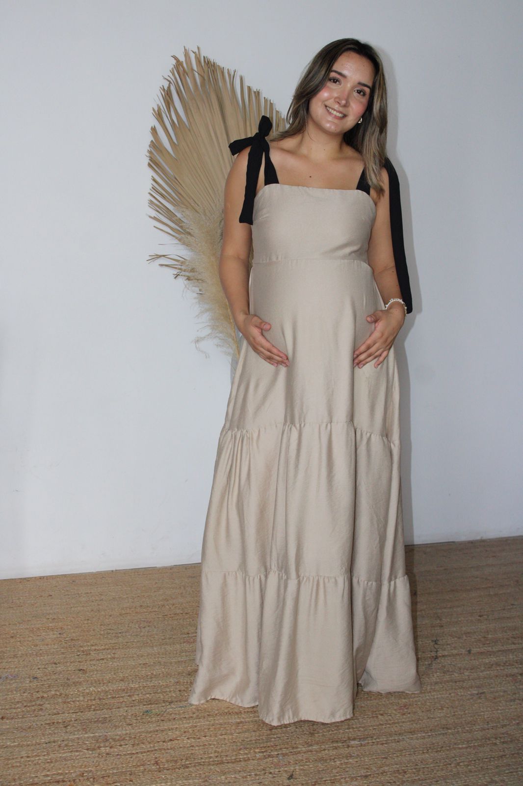 Maternity dress Dahlia black white flowers