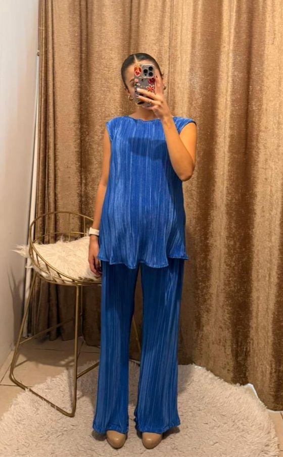 Conjunto de maternidad Mayte, azul rayas XL