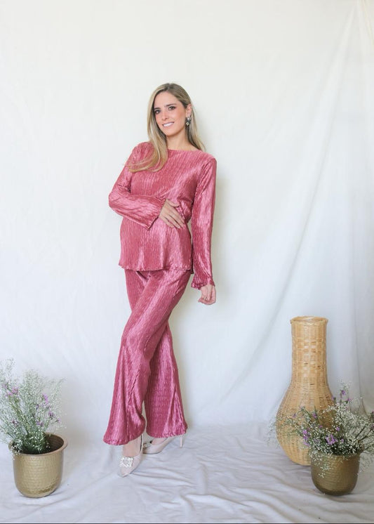 Conjunto de maternidad Mayte, rosa corrugado XG