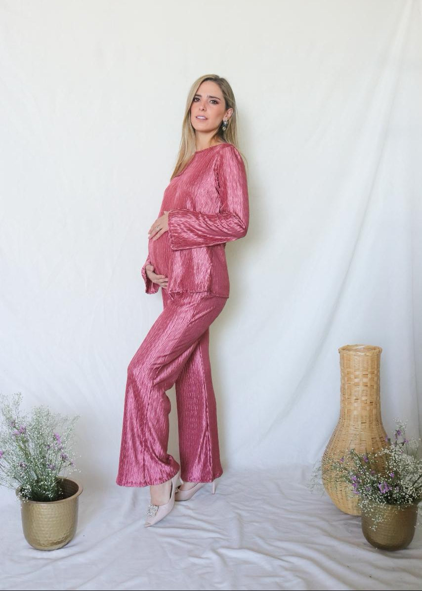 Conjunto de maternidad Mayte, rosa corrugado XG
