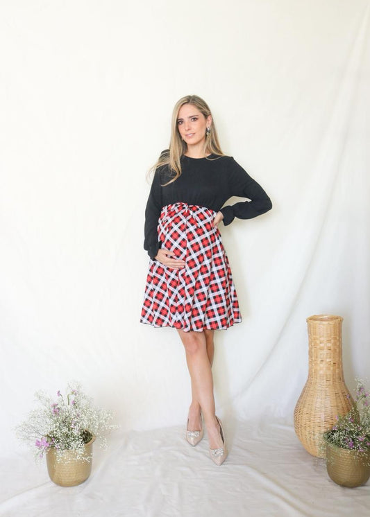 Nursing and maternity dress, Hanna textured black
