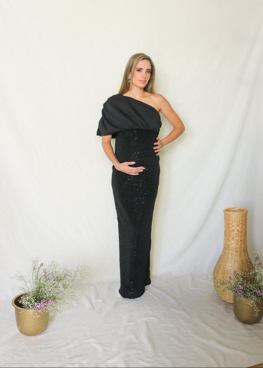 Vestido de maternidad Geraldine, negro brillos CH