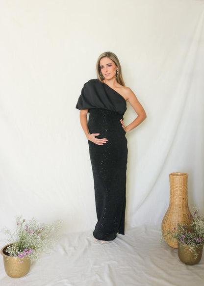 Vestido de maternidad Geraldine, negro brillos CH