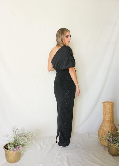 Vestido de maternidad Geraldine, negro brillos CH