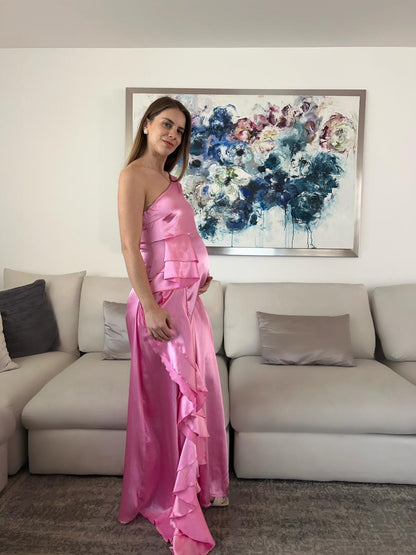 Vestido de maternidad Nancy rosa brilloso CH