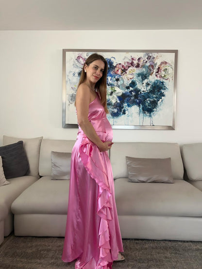 Vestido de maternidad Nancy rosa brilloso CH