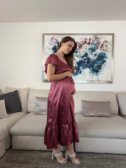 Vestido de Maternidad, Cristina rosa quemado satin