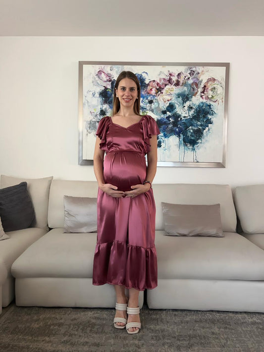 Vestido de Maternidad, Cristina rosa quemado satin