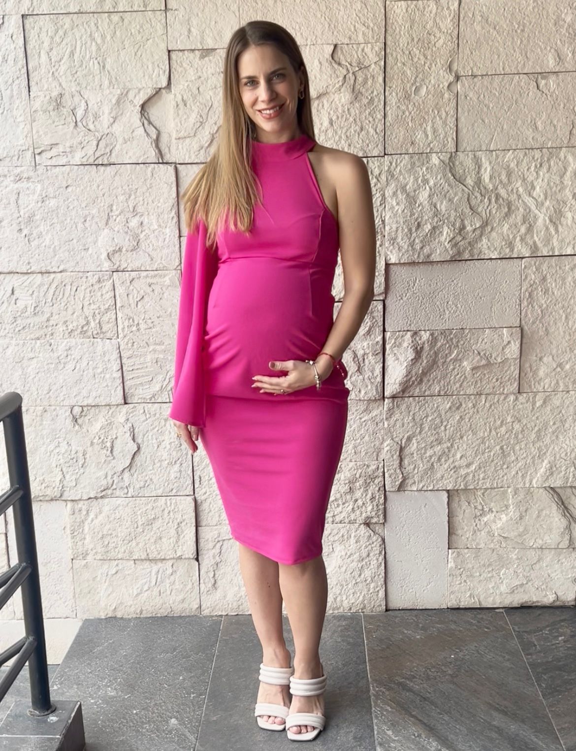 Vestido de maternidad Carola, rosa barbie vertigo corto