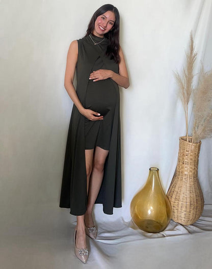 Vestido Elena de maternidad verde olivo licra