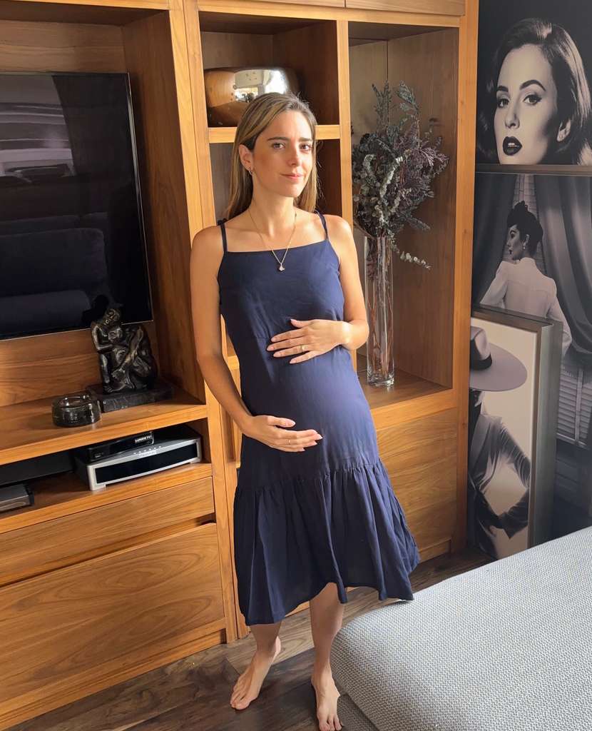 Winter maternity dress, blue SM