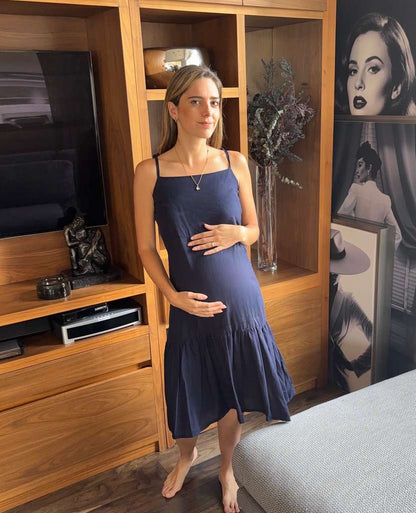 Winter maternity dress, blue SM