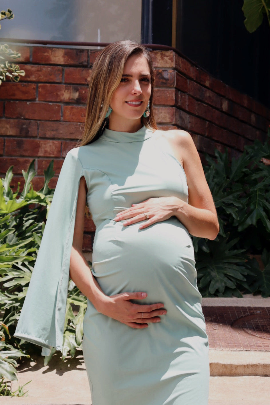 Vestido de maternidad Carola, verde claro licra corto