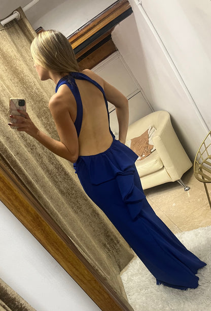 Eugenia long imperial blue maternity dress