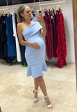 María José light blue neoprene maternity dress