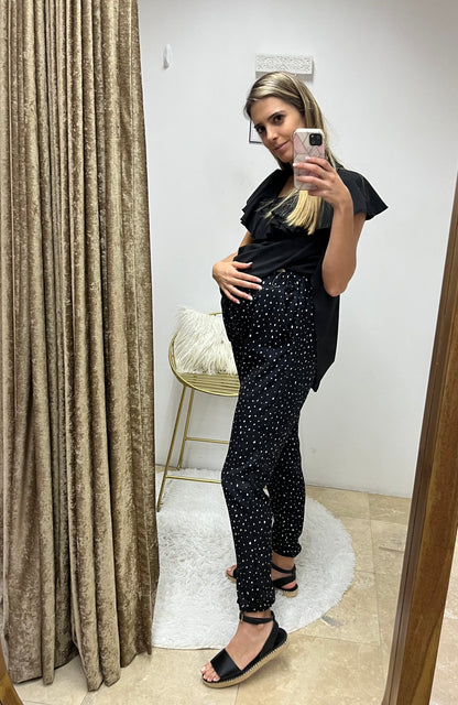 Maternity pants, black dots