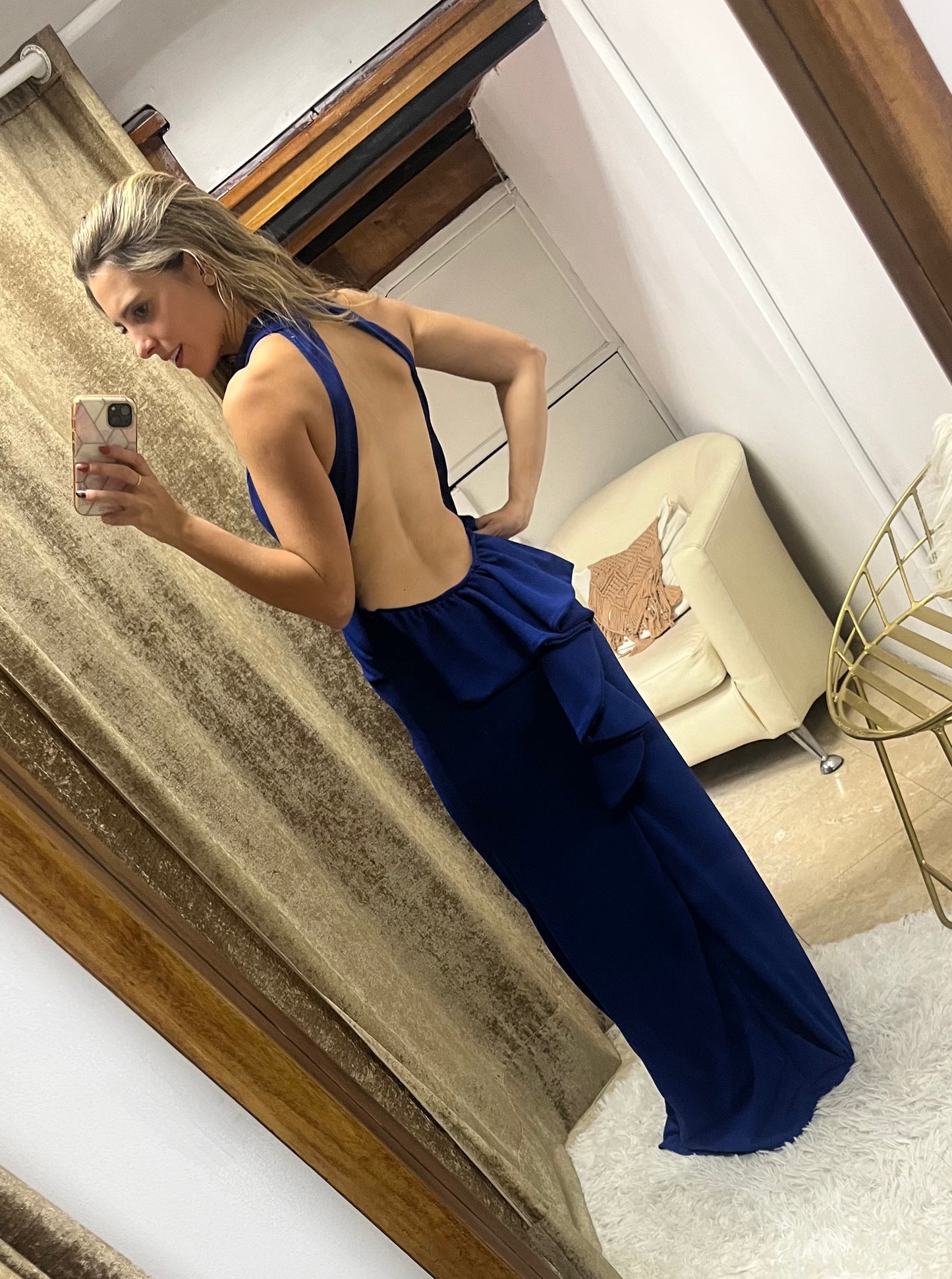 Eugenia long imperial blue maternity dress