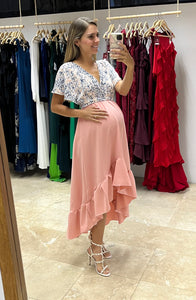 Maternity dress, Love/Carlota gray flowers