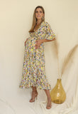 Maternity dress, Ursula yellow flowers