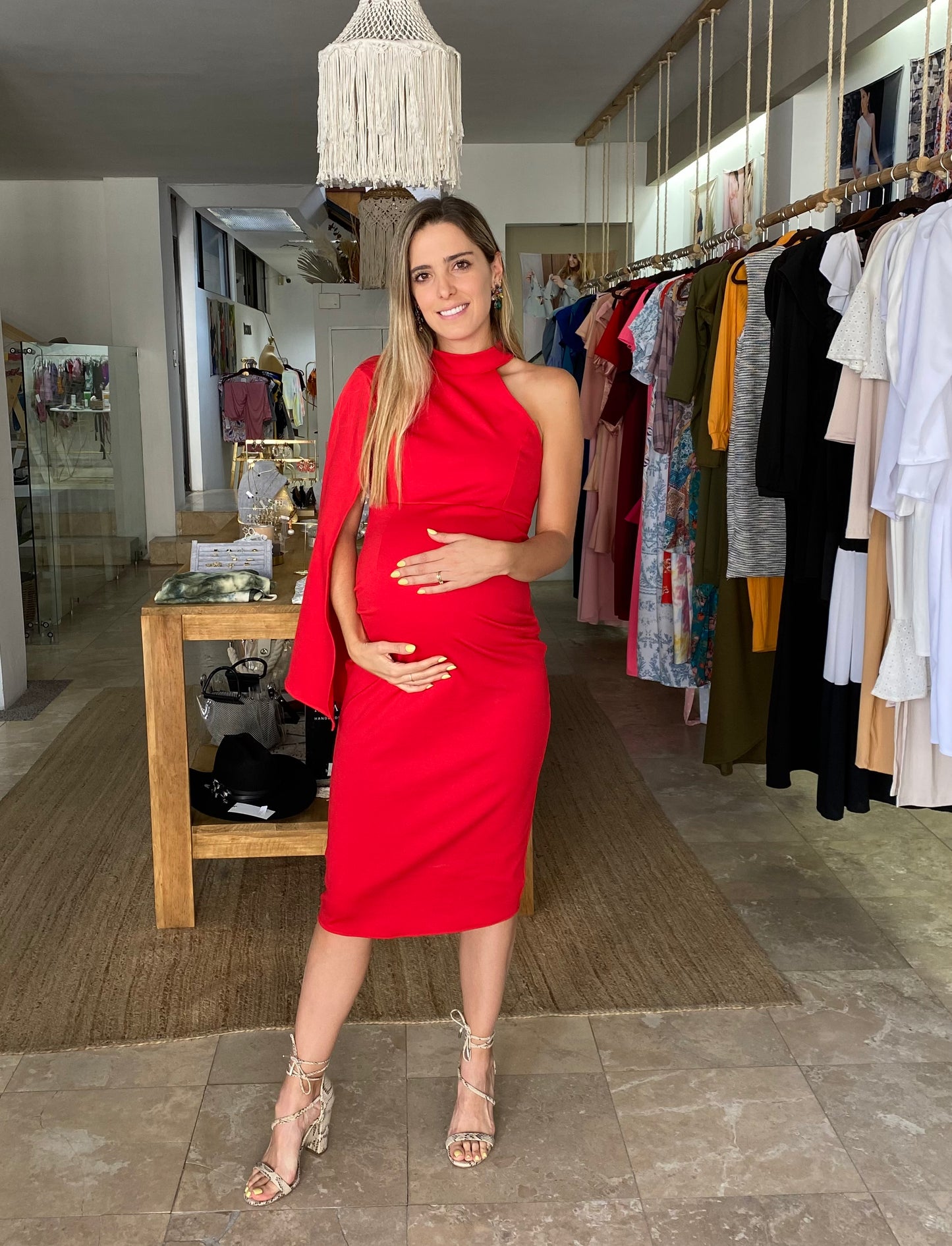 Vestido de maternidad Carola, rojo corto vértigo