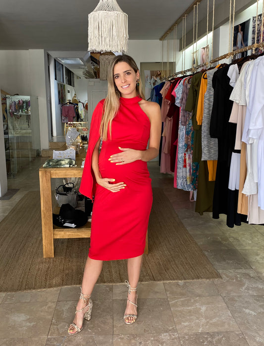 Vestido de maternidad Carola, rojo corto vértigo
