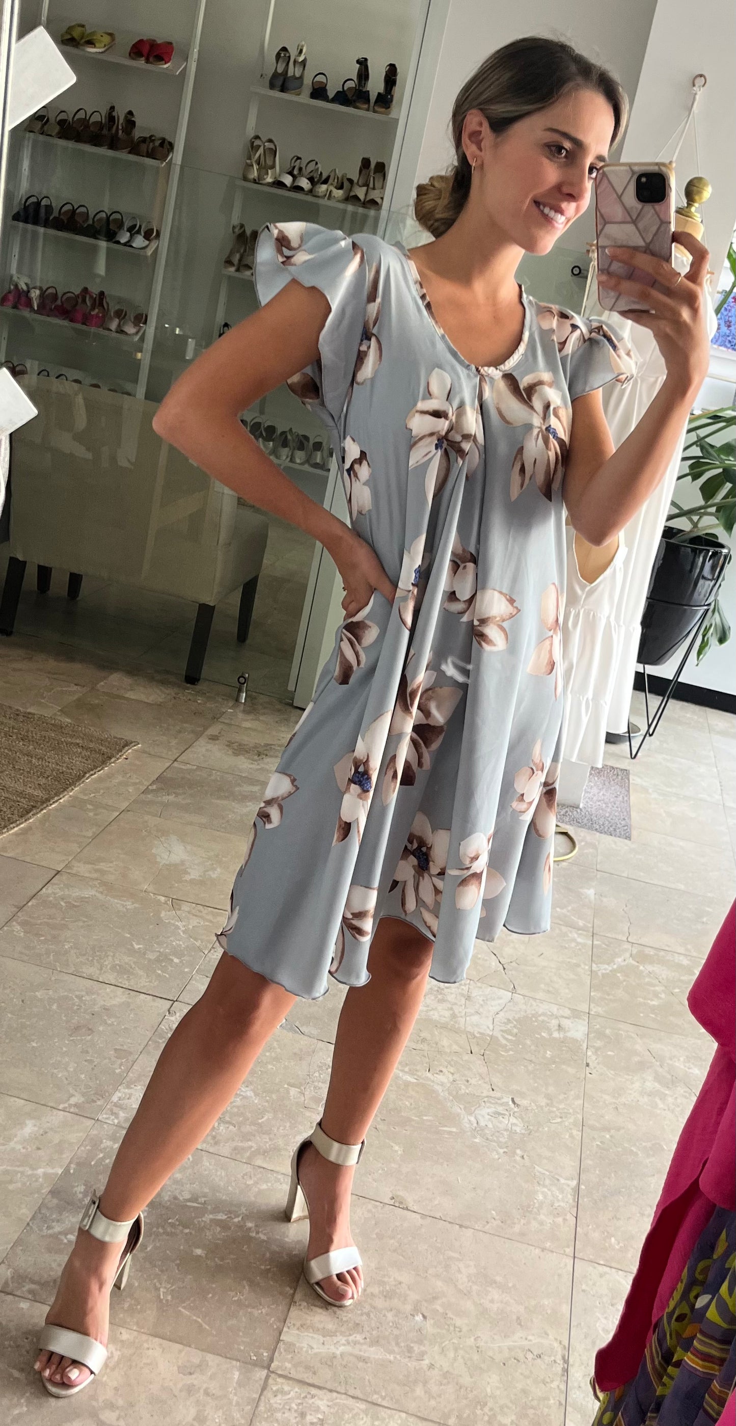 Vestido de maternidad y lactancia, Bertha gris flores