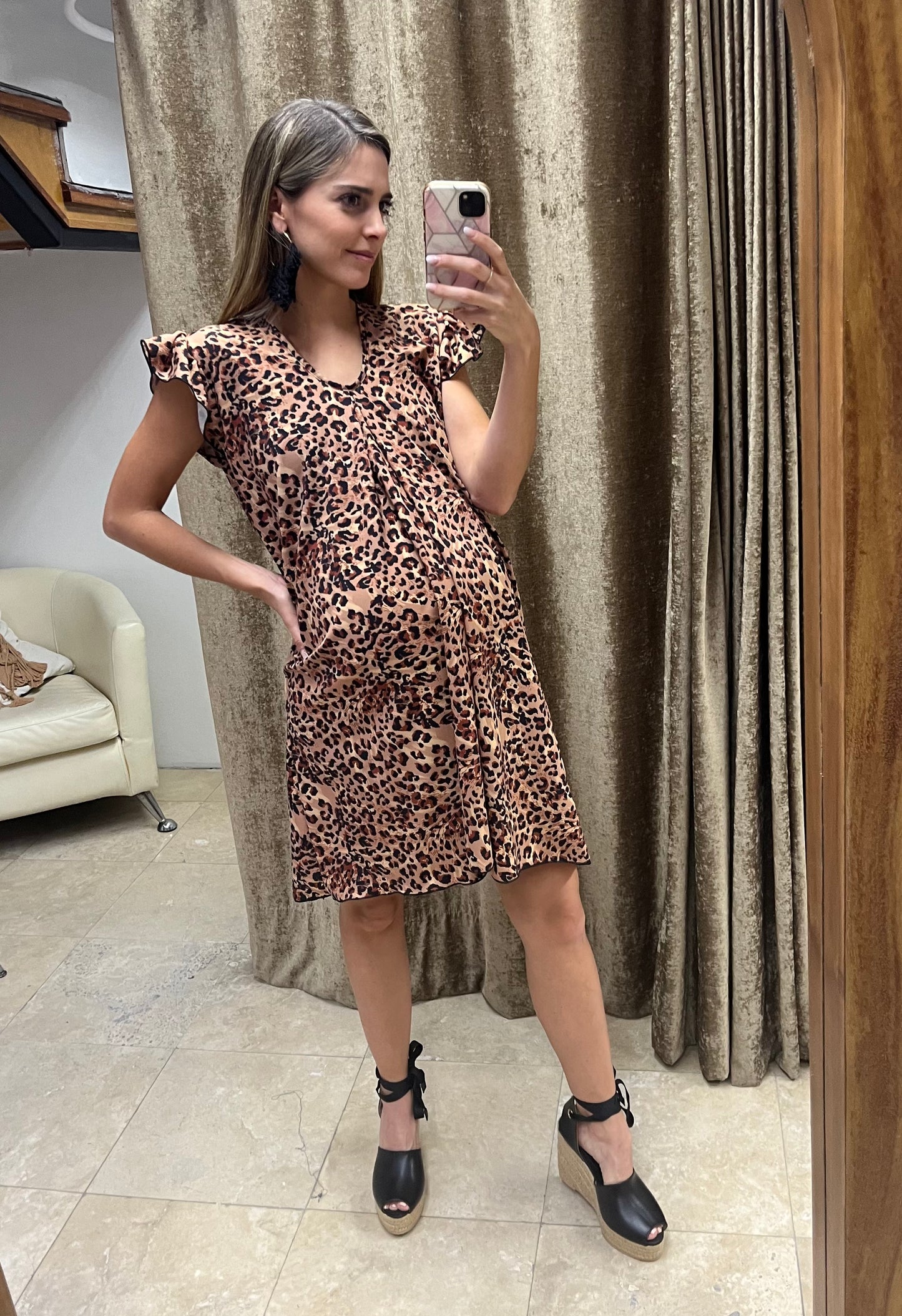 Vestido de maternidad y lactancia, Bertha leopardo