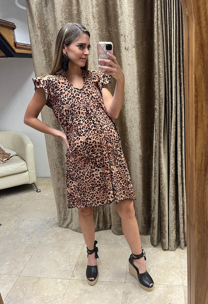 Vestido de maternidad y lactancia, Bertha leopardo
