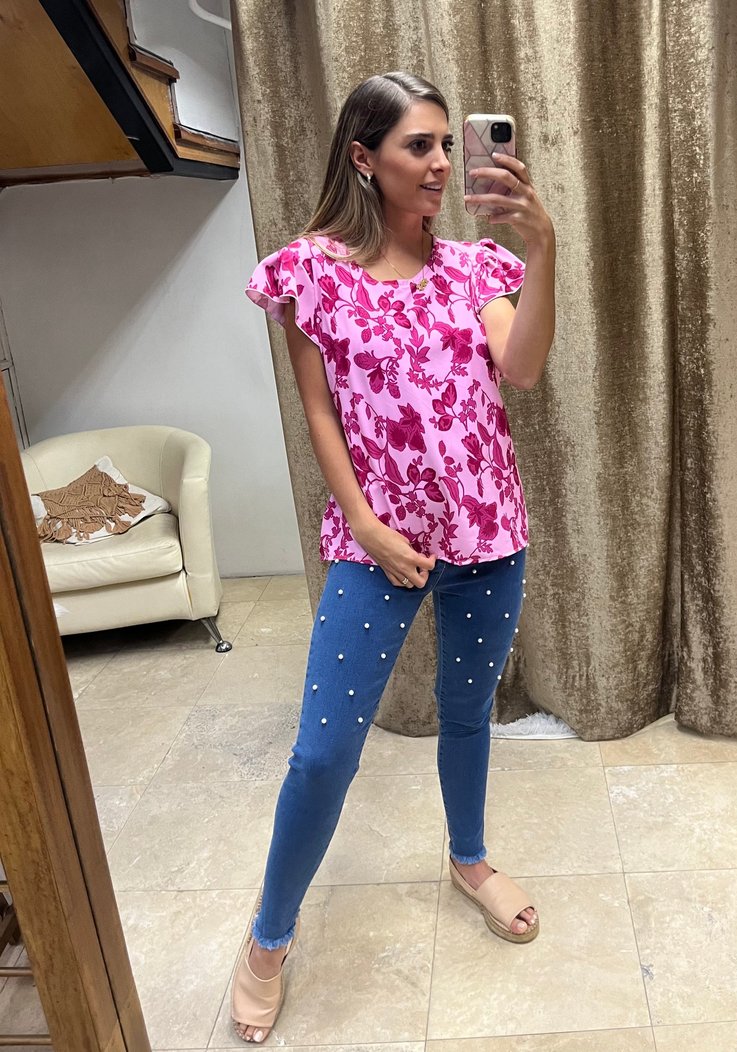 Blusa de lactancia, Andy rosa flores rosas CH