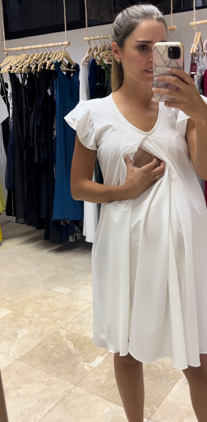 Maternity and nursing dress, Bertha white
