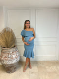 Vestido de maternidad, Astrid azul polvo corto con Olán