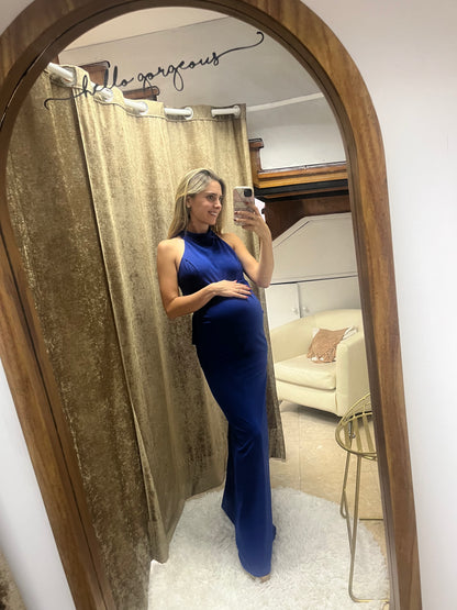 Eugenia long imperial blue maternity dress