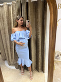 Vestido de maternidad, azul claro neopreno  loredana