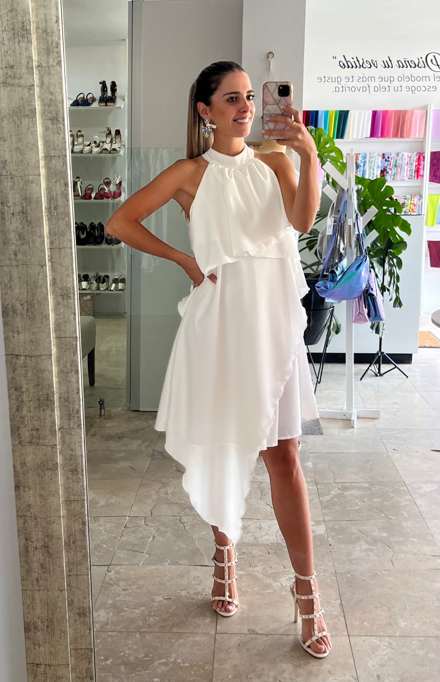 Vestido de maternidad y lactancia Ariel, color blanco