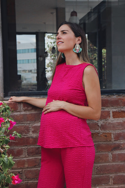 Conjunto de maternidad Mayte, rosa barbie textura