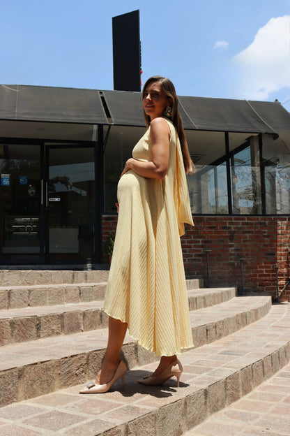 Vestido de maternidad Sonia, amarillo rayas textura