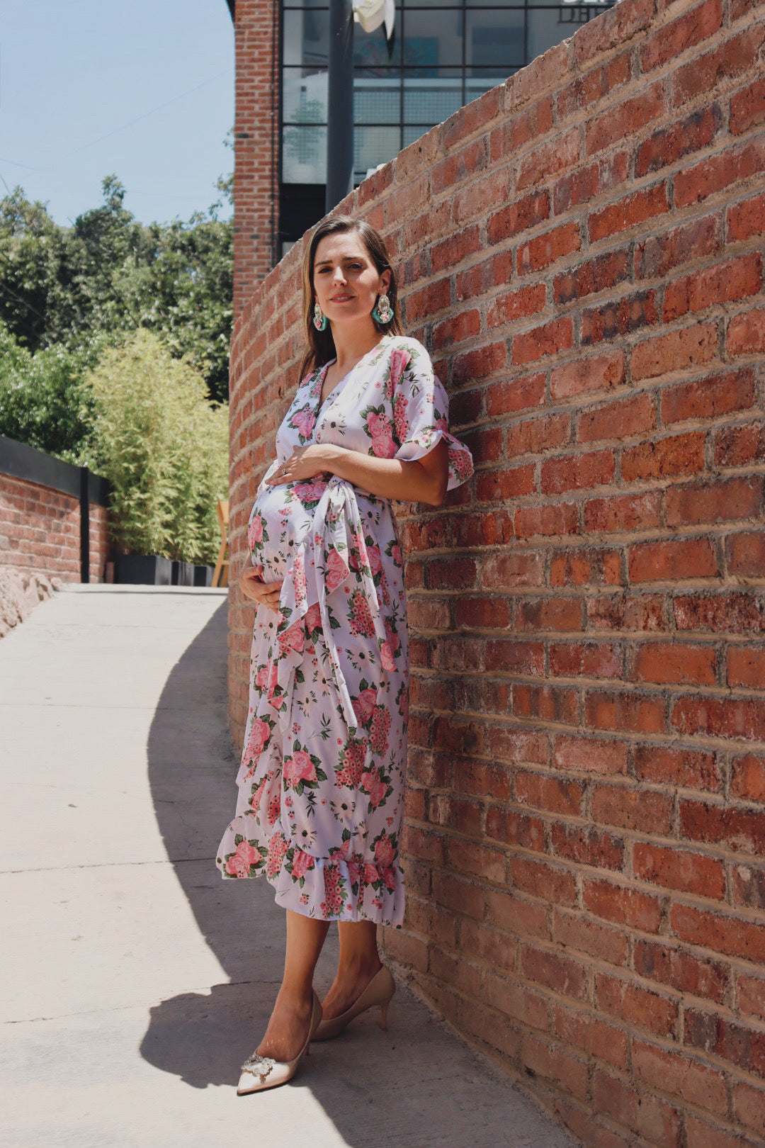 Vestido de maternidad, Ursula blanco con rosas CH