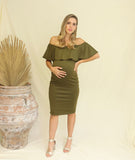 Olive green Arantza maternity dress