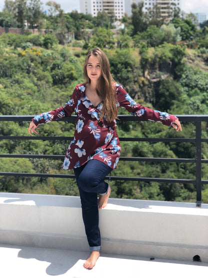 Maternity blouse, Franchesca guinda