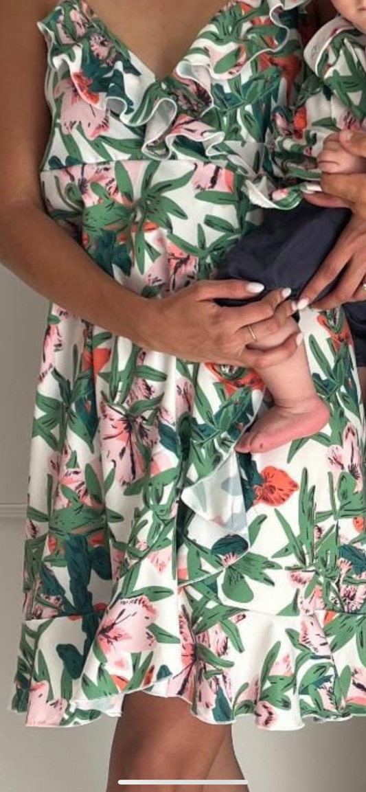 White flowered fabric