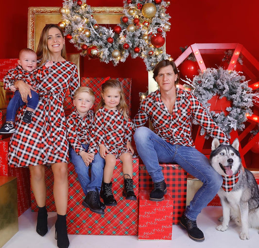 Match familia navideño negro con rojo