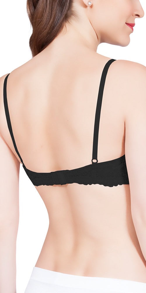 Lace nursing bra, black color