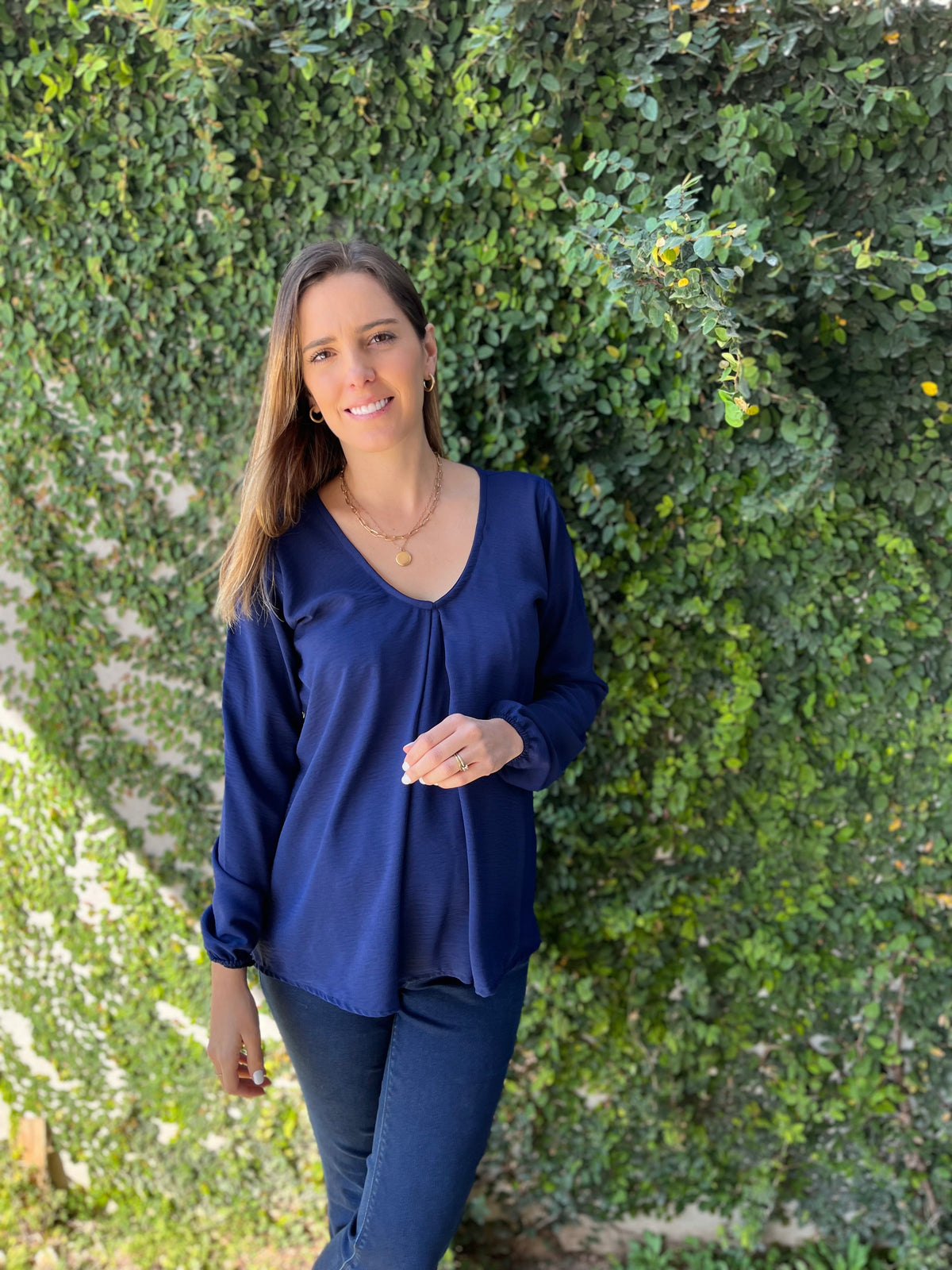 Nursing/maternity blouse, Bertha blue