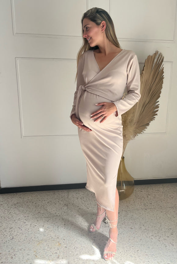 Vestido de maternidad y lactancia, Aitana beige