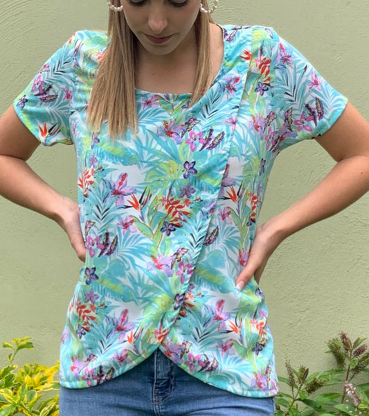 Aqua flower fabric