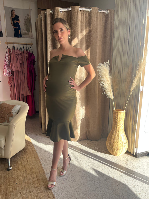 Maternity dress, Itzel olive green