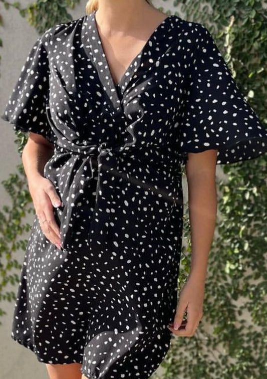 Black Rayon fabric dots